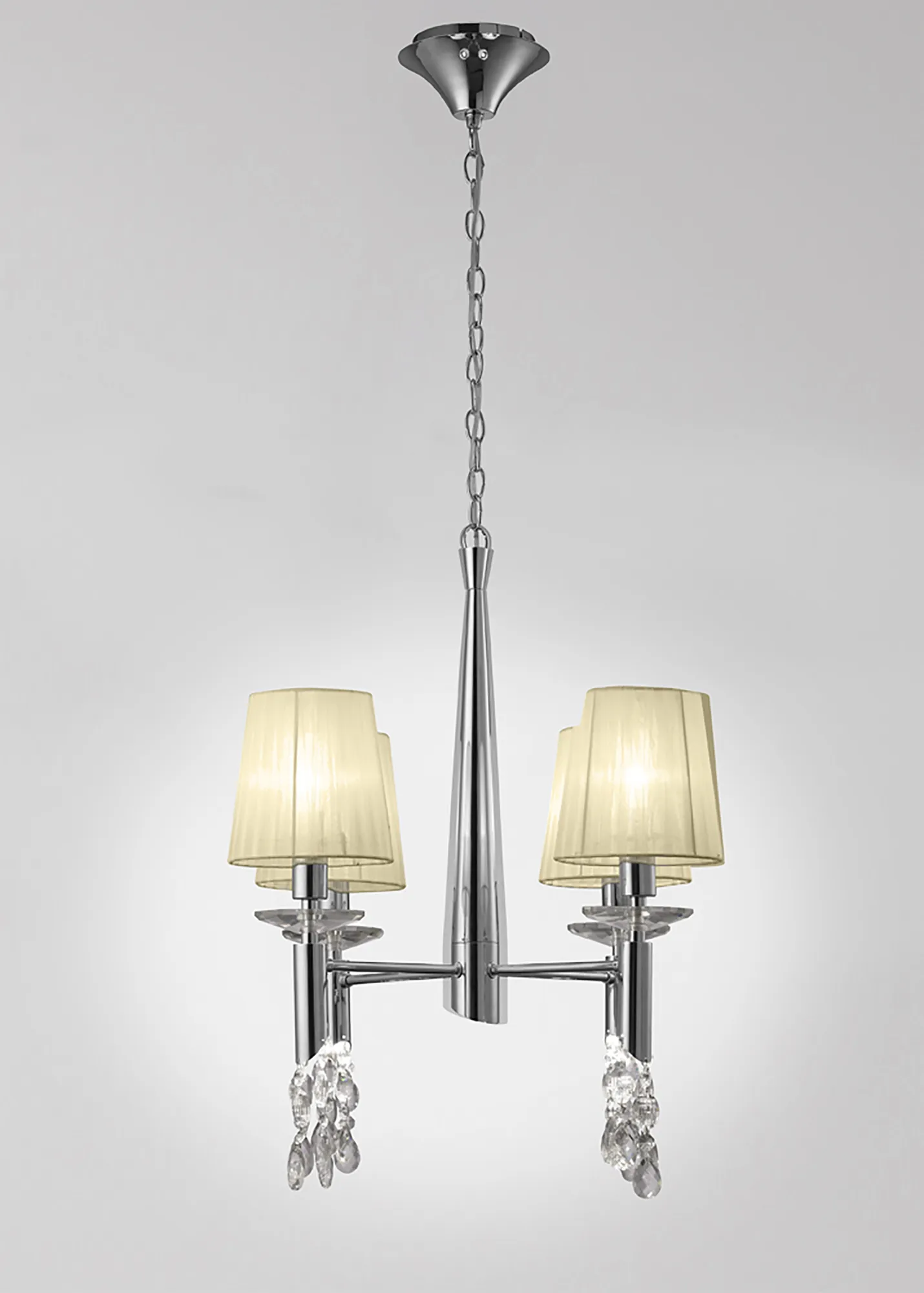 Tiffany Polished Chrome-Cream Crystal Ceiling Lights Mantra Shaded Crystal Fittings Tiffany Polished Chrome-Cream Crystal Ceiling Lights Mantra Shaded Crystal Fittings